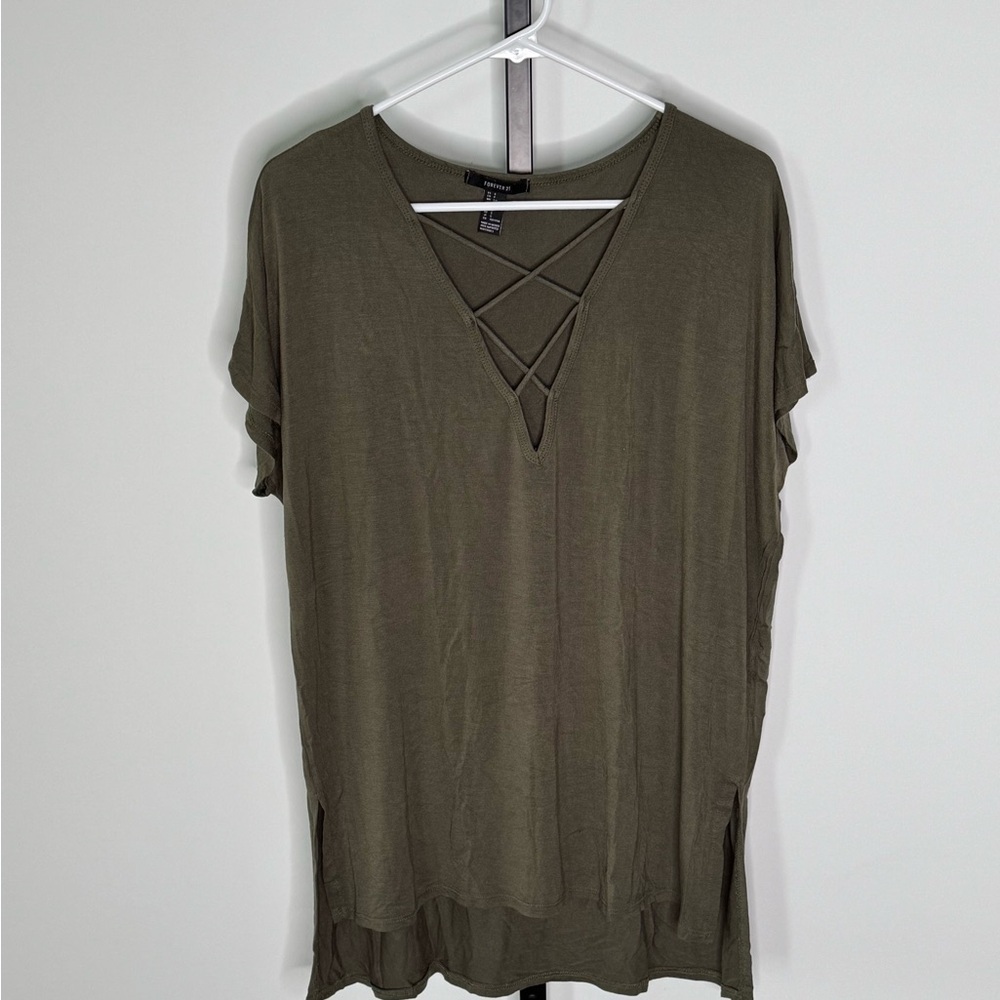 Forever 21‎ Green Relaxed Cut Out Tunic